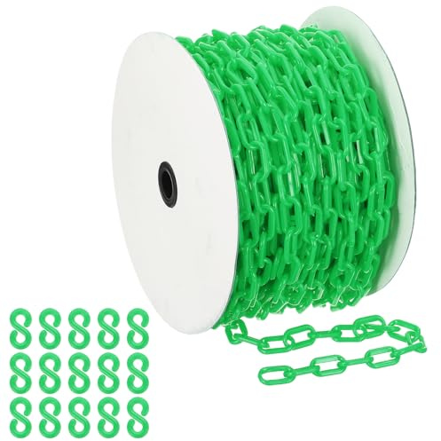 PATIKIL Grüne Kunststoffkette, 131 ft 6mm Absperrkette Sicherheitsbarriere Große Gliederkette Lang für Warnsicherheit Parkplatz, Personenkontrolle Zaun Tor Baustelle Absperrung Von Flächen