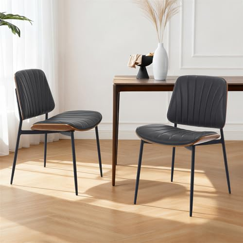 Ya-Home Dining Chairs Set of 2 Kitchen Side Chairs with Metal Legs, Gray