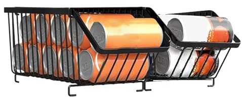 Can Rack Organizer for Pantry 2 Tier Stackable Heavy Duty Dispenser