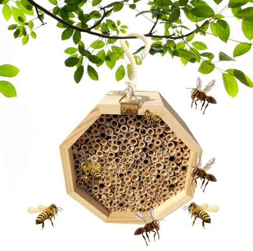 Bienenhotel aus Holz, Bienenhotel | Bienenlebensraum aus Holz - Bestäubenpalast, Schmetterlingshaus, Wespenlebensraum im Hinterhof, zieht Bestäuber an