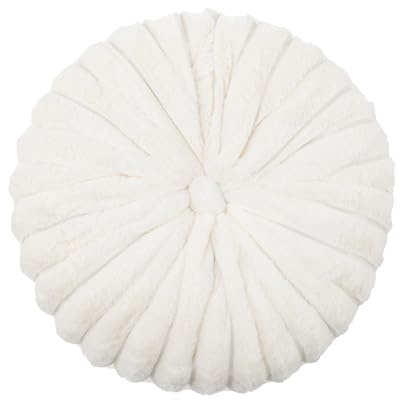 Fouriding Faux Kaninchen Flauschige Kissen 35cm - Weiche Kürbis Boden Dekoration für Wohnzimmer, Sofa, Bett, Stuhl, Auto in Weiß