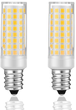 Juanw 5W E12 Screw Bulb LED E-12 Candelabra Base - AC200V-240V for Range/Stove/Oven, Microwave, Refrigerator, Cooker Hood,Sewing Machine - Part (Cool White 6000K, 2 Pack)