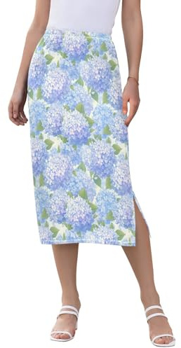 Jupe de plage mi-longue taille haute avec motif floral hortensia violet pour adolescentes, Fleurs d'hortensia pourpre, Taille M