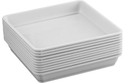 HYTROVE Sottovaso Quadrato in Plastica Bianco per Piante Foro Vaso, Set 10 Pezzi, Protegge Superfici e Mantiene Livello Acqua, per Interno e Casa