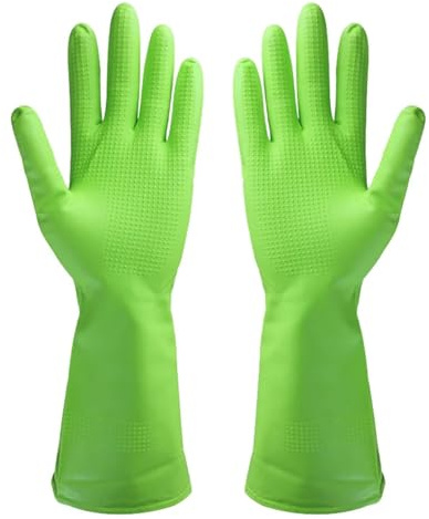 NihaoWXM Household Gloves Kitchen Tool Waterproof Dishwashing Cleaning Dish Washing for Household Scrubbe Repeatable Nitrile Rubber Gloves(S)