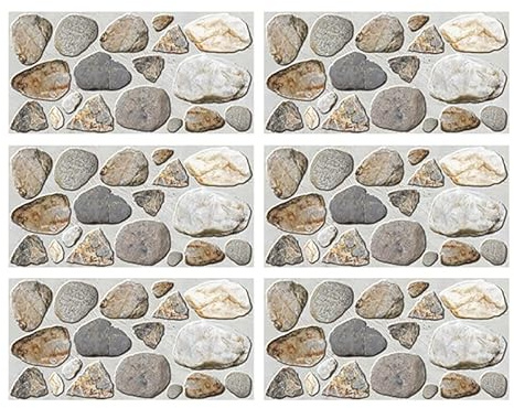 SEWACC 6 Feuilles Stickers Muraux ÉTanches Et RéSistants À L'Huile En Pvc 30X15Cm Pour DéCoration Cuisine Et Salle De Bain Effet Galets