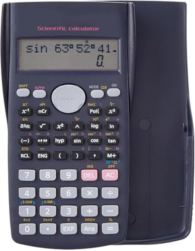 Scientific Calculator, Scientific Calculator with 240 Function Student 2-Line Engineering for School Business Stationary Calculating Tools, Large LCD Display Slide-on Cover For Office Home