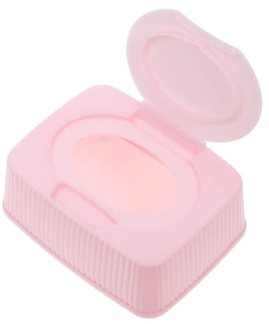 INOOMP Feuchttücherbox mit Deckel Wiederbefüllbarer Feuchttuchbehälter aus Kunststoff Kompakt Rosa Stauraum für Wattepads Spender für Babys Zuhause Reisen und Büro