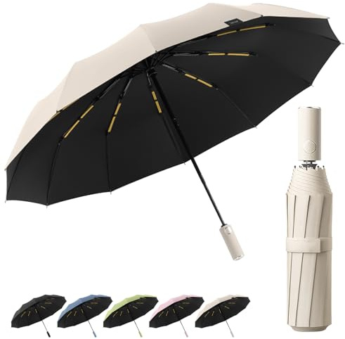 Detontek 24 Rib Automatic Umbrella, Umbrella Windproof Strong Sunshade Large Size Dual Use In Sunny And Rainy Weather