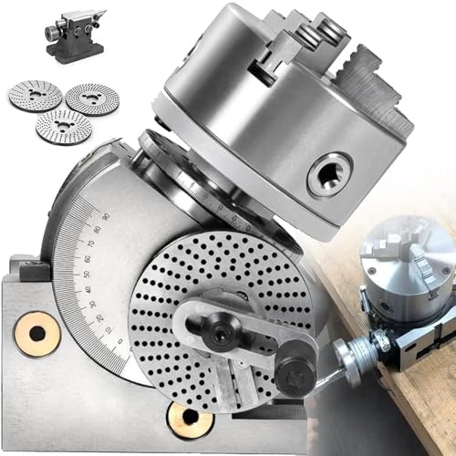 DPQYJPP 4in/5in/6in Dividing Head milling Set with 3-jaw Chuck and Tailstock, 1:40 Dividing Head, Includes 100mm, 125mm, 160mm, Chucks for milling, Grinding, Drilling Machines 5in/125mmchuck
