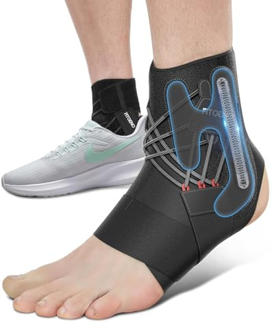 Fit Geno Ankle Brace for Sprained Ankles - Adjustable Breathable Support with Quick-Release Straps for Pain Relief and Swelling Reduction for Men and Women (Left M/L, Ankle size 9''-9.8'')