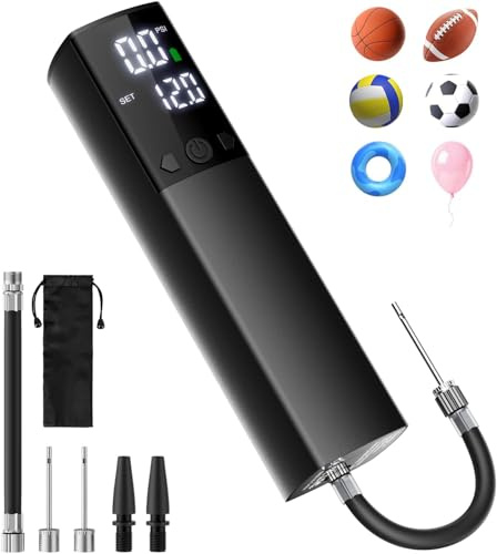 Electric Ball Pump,Smart Air Pump Portable Fast Ball Inflation with Accurate Pressure Gauge and Digital LCD Display for Basketball Football Soccer Volleyball Swimming Ring Balloon