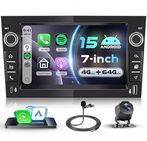 VECHTEL 4G+64G Autoradio Noir Android 15 pour Opel Corsa C/D Zafira B Astra H Meriva Vivaro Signum Combo, 7'' IPS Écran Tactile avec Carplay Android Auto GPS Wi-FI USB/Type-C Bluetooth FM RDS Caméra