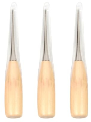 ABOOFAN Strumenti Artigianali Punteruoli per Cucito Set di 3 Manico in Legno e Metallo per Cucire Pelle e Tela, Accessori per Patchwork e Cucitura Fai da Te
