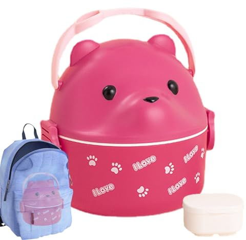 Contenitori portapranzo per bambini - scatola per il pranzo isolata a forma di orso - Borsa isolante per manico per il trasporto di sicurezza per microonde, borsa riutilizzabile per pranzo con mani