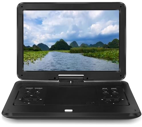 Lettore DVD portatile, Schermo ruotabile HD Lettore CD DVD da 25 pollici Gioco super sottile Batteria incorporata Macchina video portatile in movimento alta risoluzione(Black)