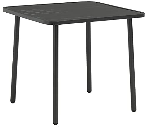 Zeehear Trädgårdsbord mörkgrått stål 80 x 80 x 72 cm lamelldesign väderbeständig för trädgård terrass balkong utomhus som matbord sidobord loungebord