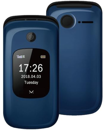 Majestic TLF SILENO 50R FLIP - Senior phone con doppio display TFT a colori, fotocamera, flip attivo per risposta e fine chiamata, bluetooth, torcia led e tasto sos, Blu