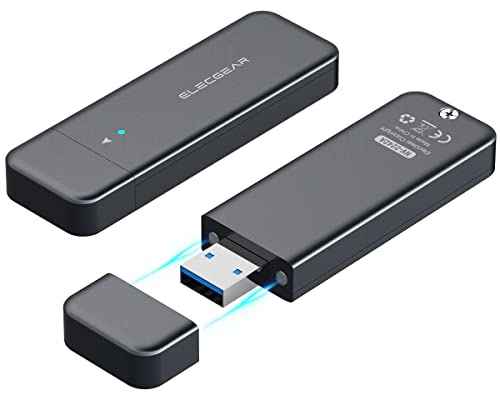 ElecGear USB Mini-hölje för 2230/2242 NVMe och SATA M.2 SSD, PCIe och Seriell ATA Aluminium Adapter med Magnetlock, 10Gbps Flash-minne Minneskortläsare (NV-2242A)