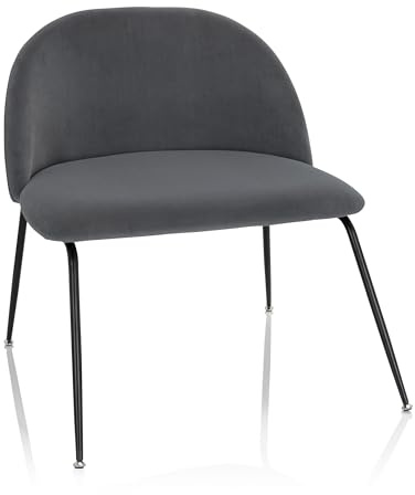 hjh OFFICE 645054 Samt Stuhl VELVO Grau Polsterstuhl Besucherstuhl Sessel mit Metallbeine, bequem gepolstert, modern