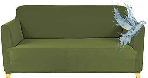 Poligino Sofabezug 2 Sitzer Wasserdicht, Sofahusse Elastisch Universal, Sofa Cover Stretch 2 Sitzer (130-170 cm) Grün
