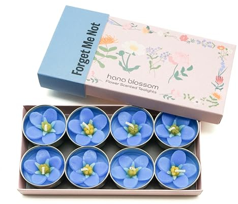 8 lumini profumati fatti a mano Forget Me Not profumati con olio essenziale di Neroli in confezione regalo botanica