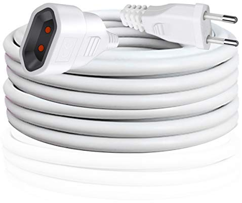 EXTRASTAR Cable Alargador de Corriente 4M, con Enchufe Protección, Potencia Máxima 2500W, 2G*1,5 mm², para Oficina, Hogar, Blanco