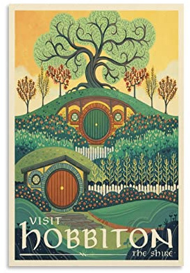 Generic Hobbiton Vintage-Reiseposter Herr der Ringe Filmposter Poster Kunstdruck Wand-Foto Malposter Hängendes Bild Familiendekor 40 x 60 cm Wandbild Kunstwerk Poster Wohnzimmer
