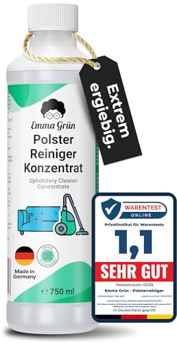 Emma Grün® 750ml Nettoyant concentré pour aspirateurs [1:20] - Nettoyant efficace pour canapés, tapis et sièges de voiture - Nettoyant concentré pour aspirateurs et nettoyage manuel