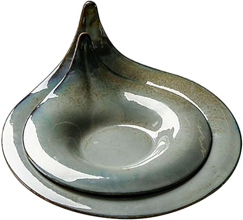 Platos hondos, cuenco de curry, cuenco for servir ensalada de pasta, platos hondos for sopa, cuenco grande poco profundo, plato de ensalada de cerámica for servir grande, cuenco Poke, dos platos, gris