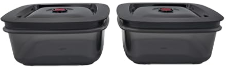 BORA Vacuum Sealer Boxes Set, 2 x 1 Litre, Rectangular, Airtight, Transparent, Freezer, Fridge, Pantry Safe