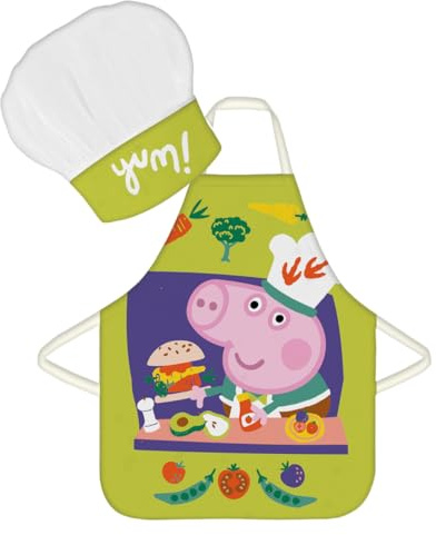 OM SUPPLIES Iconic TV Cartoon Characters Kids Children Cooking Baking Apron and Chef Hat Set Aprons for Children Boys & Girls Christmas Birthday Gift
