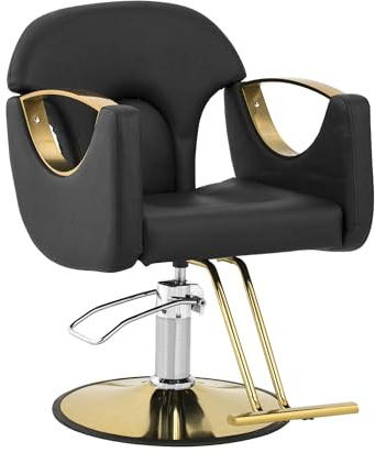 Physa Sillón de Peluquería con Reposapiés y Altura de Asiento de 53-64 cm para hasta 180 kg Negro Sillón de barbería Silla de peluquería Silla de barbería
