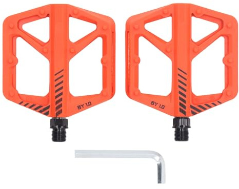 Cykelpedaler, 1 par Nylonfiberförstorad Antislip Minska Friktion Platt Pedal Plattformspedal för Landsvägscykel Bergscykel (Orange)