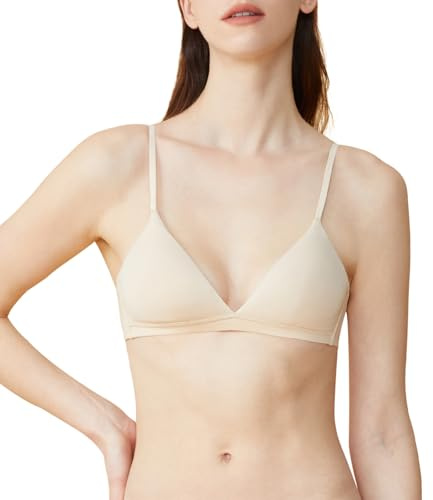 Zoe Jacobs Organic Cotton Bra Women Wireless Padded Triangle Bralette Nude