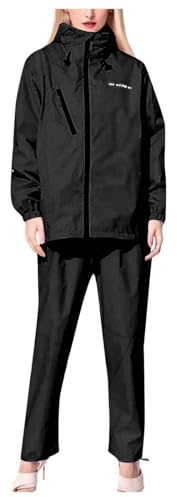Traje de lluvia para mujer, para bicicleta, ligera, ropa de lluvia, plegable, con chaqueta a prueba de viento y pantalones impermeables, conjunto impermeable de 2 piezas, chaqueta impermeable y