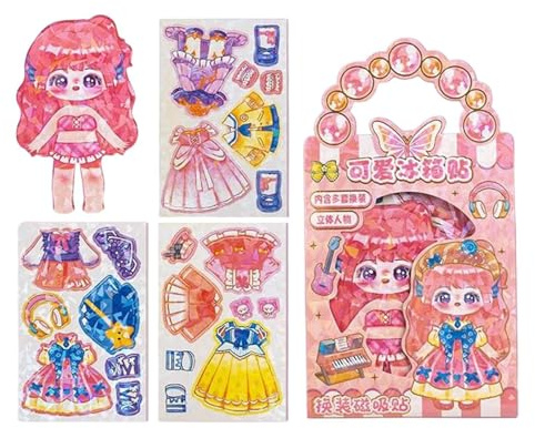 Anziehpuppe mit Magnet – Premium-Papier, 18 x 10 cm, Fantasiespiel, fantasievolles Anziehspielzeug mit Magnet, kreatives 3D-Kombinationsset für Kinder