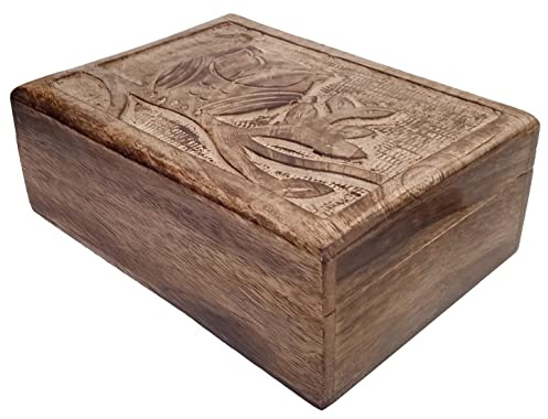 Purpledip Schmuckkästchen aus Holz, Motiv: „Drei Weise Eulen“ Einzigartiges Geschenk für Mädchen mit einem rustikalen, abgenutzten Finish (10790).