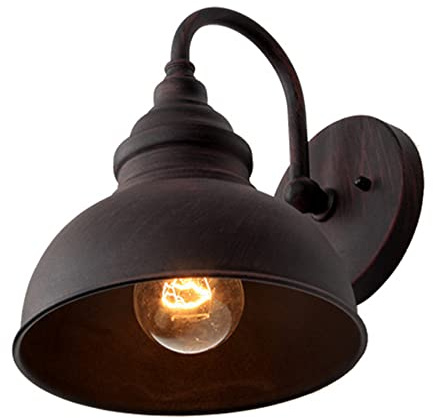 Außenwandleuchte Retro Wandlicht Wandlampe Vintage wandstrahler Schwarz Rostfarbe 1-Flammig Innen/Außen E27 Metall Schatten Wasserdichter Flur Treppen Terrasse Türkopf Eingang Wohnzimmer haus Licht