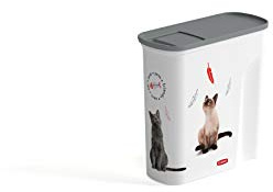 Curver Futter-Container 2,5kg I Verseuse 6L Chat, weiß/grau/Love Pets Katzen