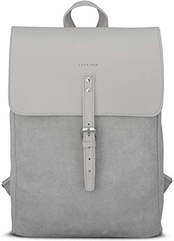 Expatrié Damenrucksack Grau - Anouk - Eleganter Kleiner Tagesrucksack Für City Stadt - Rucksack Damen Klein 10L - Canvas & Leder - Wasserabweisend