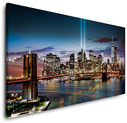New York City Skyline 120x 60cm Panorama Leinwand Bild XXL Format Wandbilder Wohnzimmer Wohnung Deko Kunstdrucke