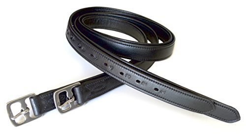 Steigbügelleder, 1,37 cm / 152,4 cm, superweich, Schwarz / Havana, schwarz, 54 x 1