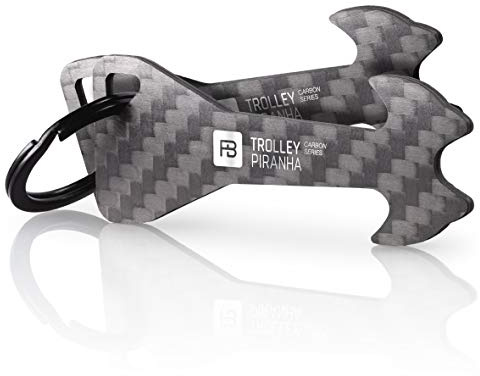 FABACH 2 Débloqueur de caddie - Piranha - en carbone incassable - porte-clés caddie - jeton de chariots de courses - désolveur de panier amovible, ne se bloque pas dans la serrure de dépôt