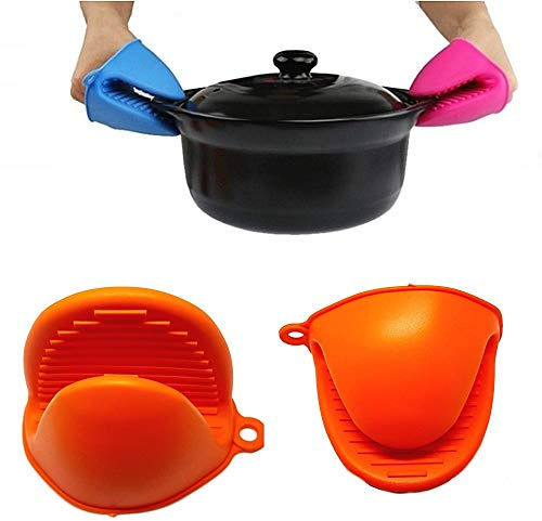 Lovelegis Presine Silicone da Cucina per pentole Guanti da Forno Resistenti al Calore Antiscivolo - Confezione 2 Pezzi Arancio Visto in TV - Idea Regalo Natale e Compleanno