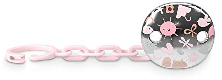 Suavinex 307222 Clip porta chupete para bebés +0 meses, efecto metalizado, plateado, azul