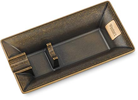 Winston's the Churchill Antique Bronze Cigar Ashtray, Durable with Cigar Holder