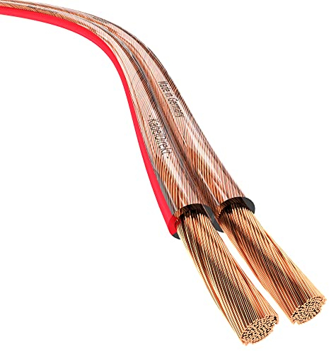 KabelDirekt – Câble d'enceinte en cuivre pur & câble – Fabriqué en Allemagne – 2x2,5mm² – 10m – (Pour haut-parleurs Hifi et systèmes de son surround, cuivre pur, avec marques de polarité)