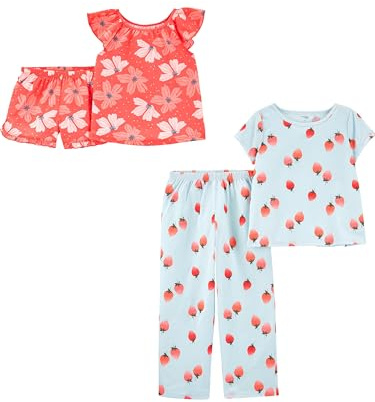 Simple Joys by Carter's Girls' 4-Piece Poly Pyjamas, Pack of 2, Berry/Floral, 7 Years