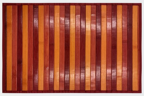 Bambus-Teppich aus Holz, rutschfest, waschbar, 50 x 370 cm, Rot